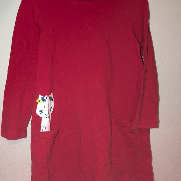 Hanna Andersson Red Girls Dress 4T Pocket Peek Art Dress with 5T Gymboree Pants - Picture 1 of 6